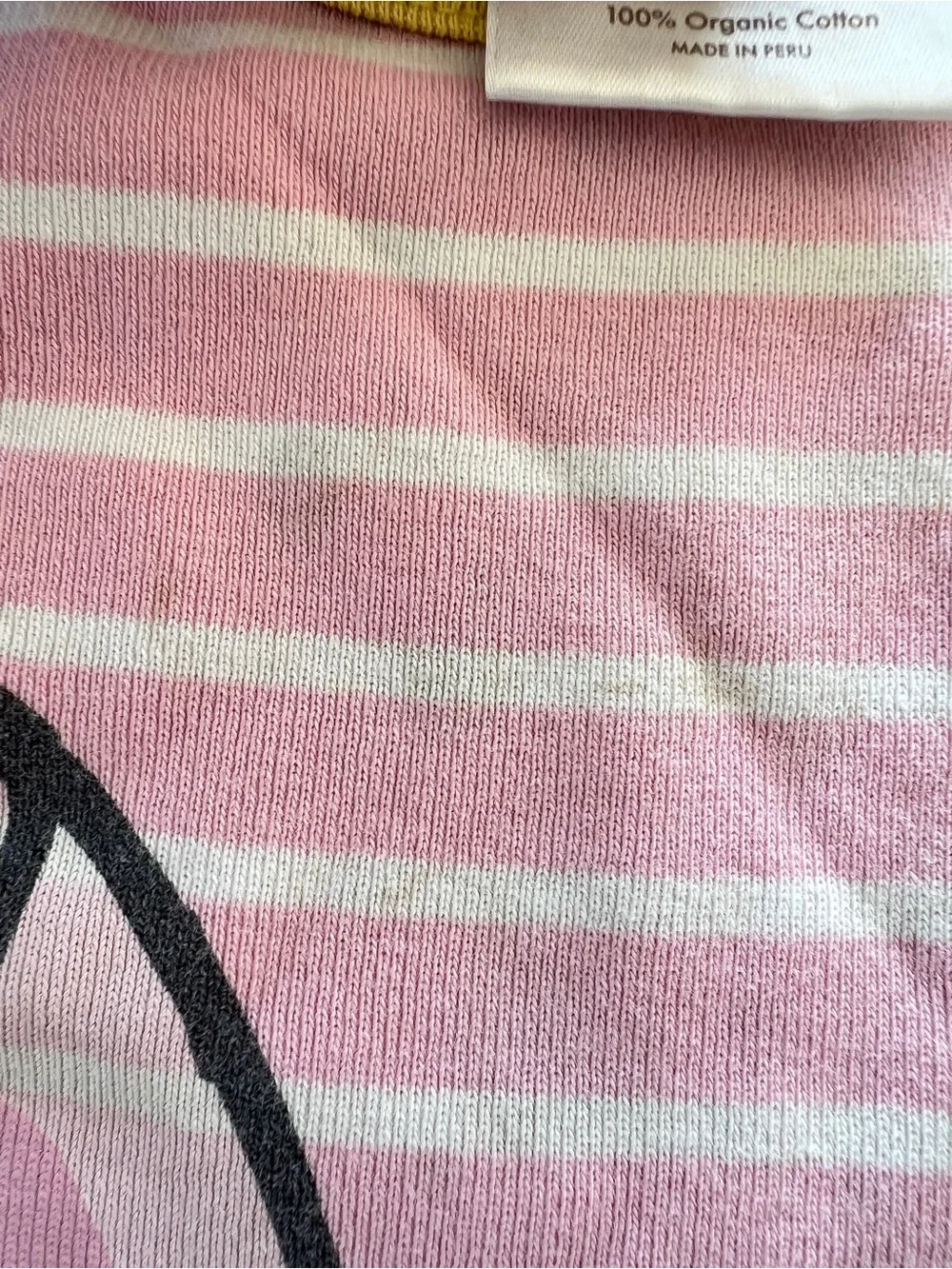Hanna Andersson Pink Stripe Bunny Long Johns Easter Pajamas with Yellow Trim 3T